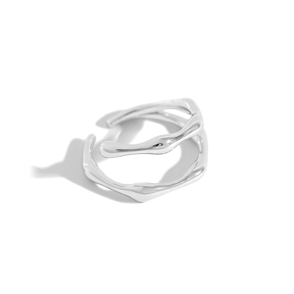 Geometric Design Double Band Adjustable 925 Sterling Silver Ring view 8