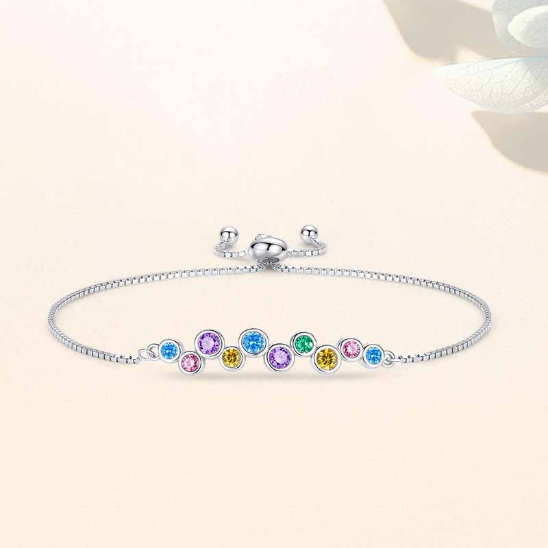 Colorful Amazing Crystals Bubbles Holiday 925 Sterling Silver Bracelet